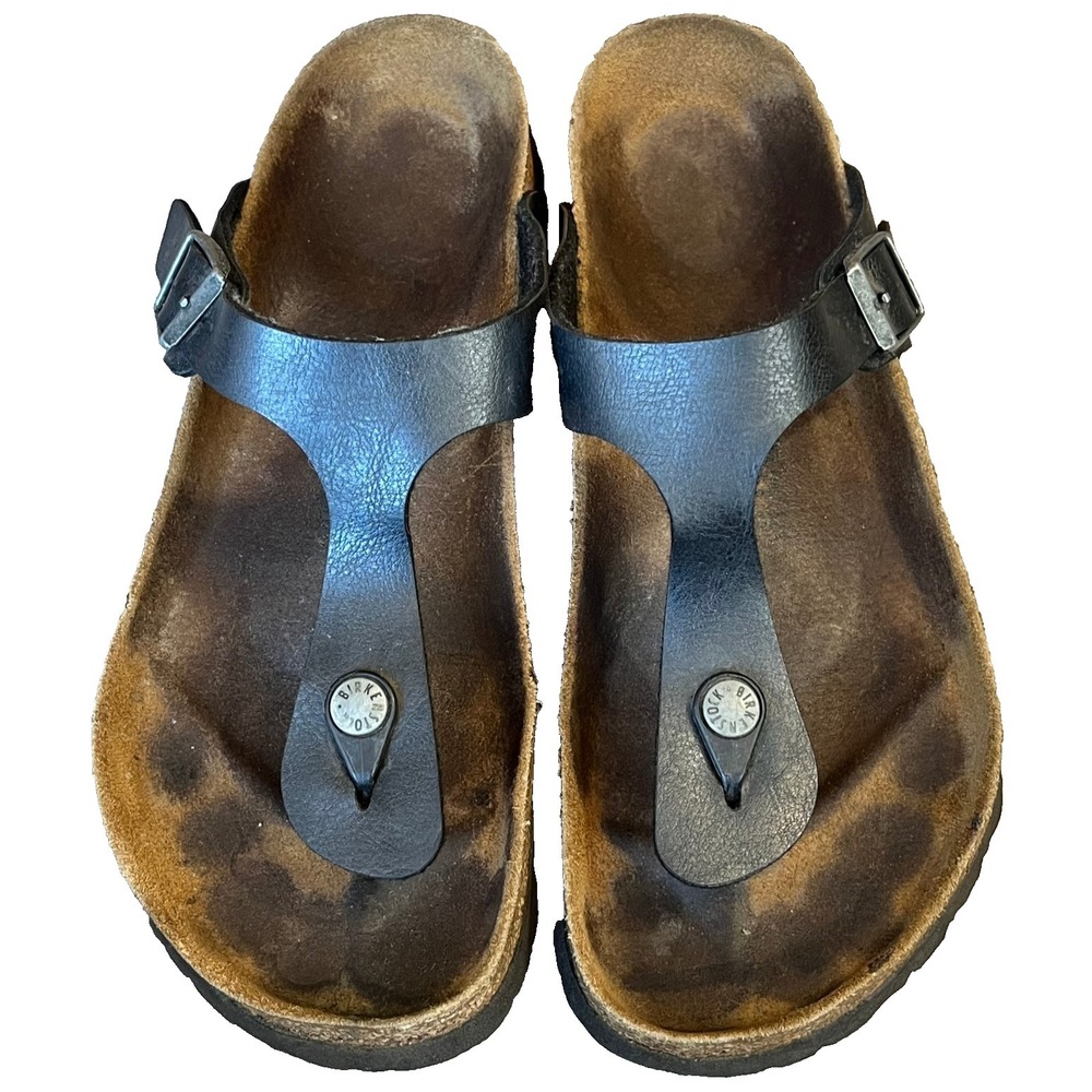 Birkenstock Gizeh Slides Thong Sandals Black Birko-Flor Regular‎ Womens 9 EU 40